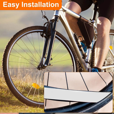 Two Pack PU Bike Tire Liners For 27.5 Inch Tires Puncture Proof Flat Protector installed on mountain bike wheel
