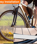 Cyclist with 26 inch bike showing Four Pack 26 Inch Bike Tire Liners For Puncture Proof PU Inner Tube Flat Protection For Mountain And Road Bikes No Fuss Install And Stay In Place Transparent installed