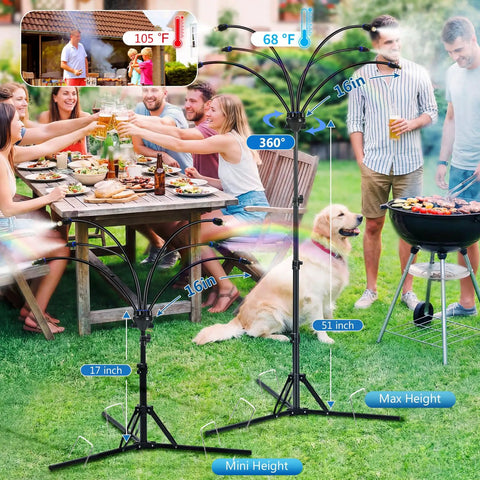Group using Six Nozzle Adjustable Standing Misting System For Outdoor Patio Cooling Beat The Heat Fast With Easy Install
