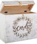 Real Deal Solid Wood Wedding Card Box With Tight Lock And Wide Opening To Bag Every Last One Of Those Sweet Guest Envelopes clean white finish with floral design
