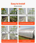 Heavy Duty Greenhouse Wiggle Wire Bundle With Lock Channels And Rustproof Aluminum Clips For No Sweat Poly Film Securing displayed in steps.