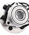 Front view of Front Wheel Hub Bearing Assembly 515036 Pair For Chevy Silverado 1500 Suburban Express Avalanche Tahoe 2002 Through 2006 GMC Sierra Yukon Savana Cadillac Escalade ESV EXT 4WD, 6-bolt ABS hub.