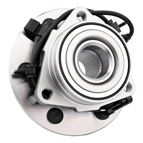 Front view of Front Wheel Hub Bearing Assembly 515036 Pair For Chevy Silverado 1500 Suburban Express Avalanche Tahoe 2002 Through 2006 GMC Sierra Yukon Savana Cadillac Escalade ESV EXT 4WD, 6-bolt ABS hub.