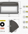 120W LED Wall Pack With Photocell, 15600LM 5000K Dusk To Dawn Outdoor Wall Light dimensions and specifications