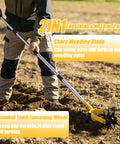 Person using 2 In 1 Garden Rotary Cultivator With Adjustable Handle For Loosening Soil Aerating The Lawn Reseeding Grass Weeding And Soil Mixing Manual Yard Tiller For No Fuss Backyard Lawn Care on soil