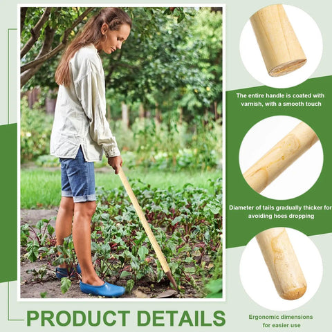 Two Pack Solid Wood Replacement Handles For Round Eye Hoe 54 Inches 137 Cm Grub Hoe Shovel Spading Fork Rake Garden Tool Weeding Natural Finish Heavy Duty Universal Fit For Other Round Eye Tools Durable Backup For Home Gardeners