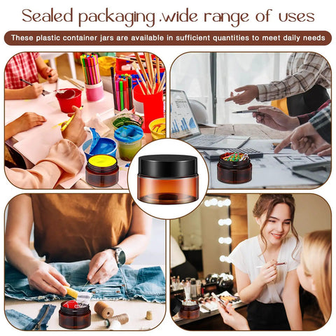 200 Piece 2 Oz Amber Plastic Cosmetic Jars Collection Round Travel Toiletry Containers With Secure Screw Top Lids Perfect For Storing Moisturizers Ointments And Liquids A Hella Solid Go Bag Staple That Is A Total Game Changer