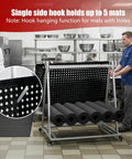 Open Style Mobile Floor Mat Transporter Cart With Wheels, Heavy Duty Galvanized Steel Rack, lockable casters, with mats