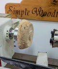 American Made Vacuum Chuck for Woodturning Lathe Bowls, 1 1/4 Inch 8 TPI, 3 1/2 Inch Diameter, displayed on lathe.