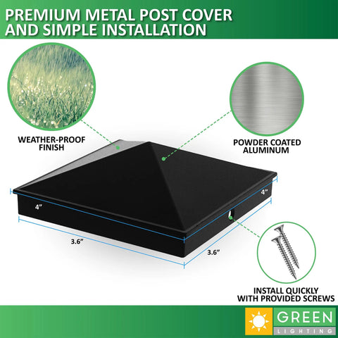 12 Pack 4X4 Aluminum Pyramid Post Cap Covers For True 3.5X3.5 Nominal Wood Posts Matte Black Outdoor Weatherproof Durable