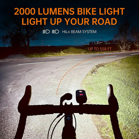 Bike using Beast Mode 2000 Lumens Bike Light For Night Riding And Mountain Biking With Rechargeable Headlamp LED Display Wireless Remote
