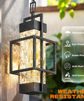 Built Like A Tank Modern Pendant Ceiling Light For Indoors Or Outdoors, Totally Waterproof Black Aluminum Porch Lantern Featuring Textured Water Ripple Glass, Includes Matching Bulb under rainfall showing rippled glass.