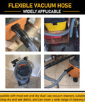 10ft Heavy Duty 1-7/8 Inch Wet Dry Vacuum Hose And Accessories Kit Compatible With Ridgid And Craftsman Vacs attached in use
