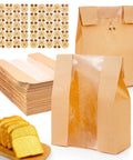 Large Kraft Paper Bread Bags With Window 13.7 Inch By 8.2 Inch By 3.5 Inch 30 Pack used for sourdough and homemade breads.