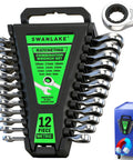 Superb 12 Piece Ratchet Wrench Set Metric 6 To 18mm With Magnetic Base And Chrome Vanadium Steel Build Offering 72 Tooth Ratcheting Speed for easy access.