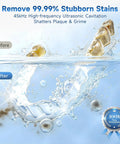 Keep Your Mouth Straight Fire Clean With This Ultrasonic Retainer Cleaner Using 45Khz Uv Deep Tech To Blast Away Grime And Plaque From Dentures And Aligners For Effortless Daily Care And Bright Results, image shows before and after cleaning.