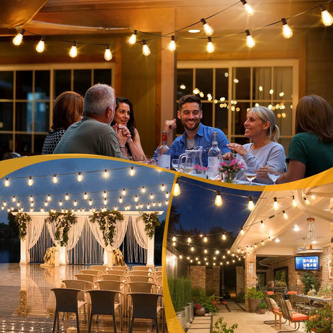 25Ft Solar String Lights With Remote, 3 Lighting Modes, Waterproof Dimmable Patio Lights With 11 S11 LED Bulbs, Warm 2700K Glow