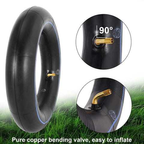 Two Pack Durable Inner Tube For Eight Inch Wheels In 3.25 And 3.00 Width With TR-87 Angled Stem Replacement shown on grass.