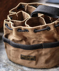 Parachute Nail Pouch And Hardware Organizer Bag For Nails, Screws, And Supplies, Heavy Duty Waxed Canvas, Cinch Closure in tan