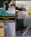 Cordless Mini Car Vacuum Handheld Cleaning Kit with brushless motor inflating and deflating a balloon and air mattress