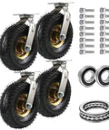 Tough As Nails Heavy Duty Rubber Swivel Casters With Pneumatic Trolley Wheels For Industrial Cart And Furniture Featuring 440 Pound Load Capacity And Smooth Roll Shock Absorption Sets Of Four with hardware components