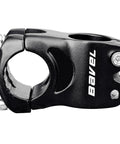 Close-up of black Sturdy 6061 Aluminum MTB Stem Riser 31 Point 8 Millimeter Front Fork Compatible Short Handlebar Stem