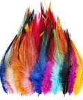 120 Pcs 5 To 7 Inch Rooster Saddle Feathers Bulk For Crafts And DIY Projects, Wedding Decor, 12 Color Mix on display