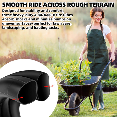 Heavy Duty Inner Tube 4.80/4.00-8 For Wheelbarrows Wagons Mowers Hand Trucks Go Karts With TR87 Angled Valve Stem Fits 15.5 Inch Outer Diameter Tires 8 Inch Rim 2 Pack