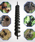 Collage showing Beefy Two Pack Twenty Four Inch Surface Auger Drill Bits For Planting And Garden Projects Ideal For Drilling Umbrella Holes