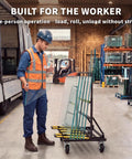Heavy Duty Folding Drywall Cart Dolly Beast With 1800 Lbs Capacity For Job Sites Handling Heavy Stuff Like Plywood Lumber Glass plus worker moving glass sheet