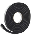 Frost King sponge rubber foam tape roll, 3/4 in wide, 7/16 in thick, 10 ft long, black.