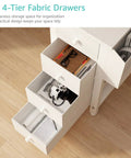 White L Shaped Desk With Drawers And Storage Shelves 47 Inch Corner Reversible Computer Desk With Built In Power Strip And USB Ports