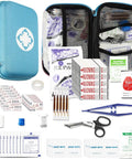 Survival First Aid Kit 273 Piece Emergency Medical Supplies Set In Blue For Home Car Travel Camping Hiking Office And Boat Use.