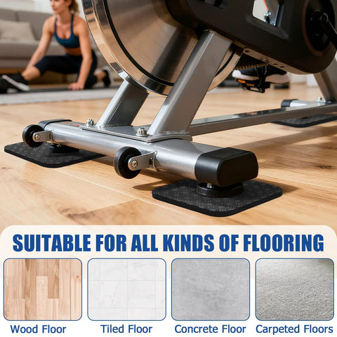 4 Pack Double Sided Non Slip Silicone Exercise Mat For Bike Treadmill And Walking Pad Anti Vibration Floor Protector For Home Gym Lightweight Keeps Equipment Stable And Floors Safe