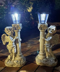Lit Solar Angel Garden Statue With Roma Pillar For Outdoor Decor And Lawn Or Patio Nineteen Point Seven Inch Left Facing Angel That Lights Up At Night A Perfect Christian Gift For Garden Yard Or Porch