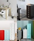 Colorful Blue Metal Rolling File Cabinet With Six Drawers For Home Office Storage That Combines Dope Chic Style And Real Function