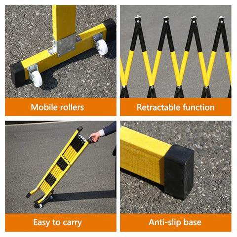 Heavy Duty Expandable Security Barricade With High Visibility Reflective Tape For Driveway Parking And Road Jobs Foldable Scissor Gate That Flats Down Quick And Stands Built Tough As Nails On Any Property Today