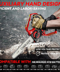 Powerful Mini Chainsaw Kit 8-Inch And 6-Inch 2-In-1 Cordless Electric Chainsaw with brushless motor cutting a log