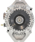 Front view of Beefed-Up Marine Alternator Replacement 12V 50 Amp with internal regulator and fan for Mariner and Mercury engines.