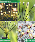 Upgraded Solar Firefly Lights 4 Pack Outdoor Waterproof 8 LED Starburst Swaying Lights for garden in all seasons.