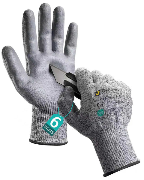 ANSI A3 Cut Resistant Work Gloves With Grippy PU Coating For Men And Women, Heavy Duty Grip For Woodworking, Size Large