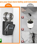Weatherproof 4 Digit Key Lock Box Wall Mounted With 5 Key Capacity And Resettable Code No Hassle Setup, Clearly Visible Numbers Durable Outdoor Key Safe For House Keys
