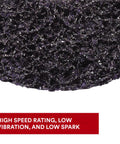 Close-up of Pro Grade Silicon Carbide Disc for Rust and Paint Removal - Extra Coarse, nonwoven fiber texture, high speed rating