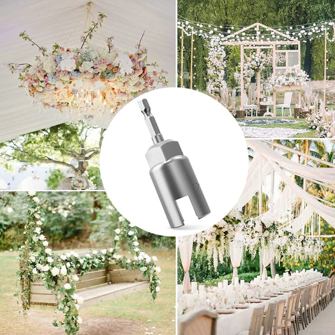 One Quarter Inch Hex Shank Wing Nut Driver Kit amid outdoor wedding decor and floral arrangements.