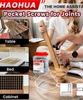 One And A Quarter Inch Pocket Hole Screws Set, 1200 Pcs, in use for furniture and cabinet assembly with Kreg jig in room setting