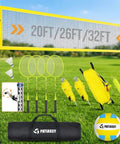 Backyard 2 In 1 Volleyball And Badminton Net Set With Adjustable Height From 5.1 To 8 Feet And Width From 20 To 32 Feet Includes 4 Aluminum Rackets Goose Feather Shuttlecocks And Carrying Bag For Quick Setup showing net, rackets, and ball.