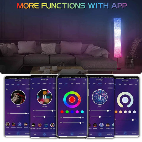 Smart Floor Lamp With App And Remote No Hub Needed Works With Alexa And Google Assistant 60 Inch in a living room