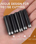 Close-up of steel punches from the 27 Piece Leather Punch Kit With 9 Round Punches And 18 Specialty Punches For Leatherworking