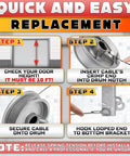 Quick and easy instructions for Heavy Duty Galvanized Garage Door Cables Built Like A Tank For Standard Torsion Systems 11 Feet 6 Inches Long.