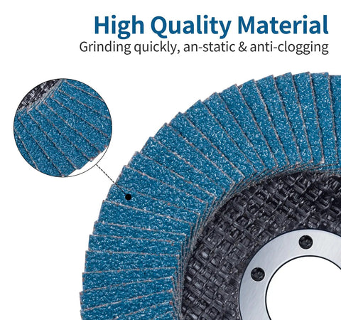 Close-up of Professional Abrasive Flap Disc 25 Pack For Angle Grinder 4.5 Inch Sanding Discs With Seven Eighth Inch Arbor Type 29
